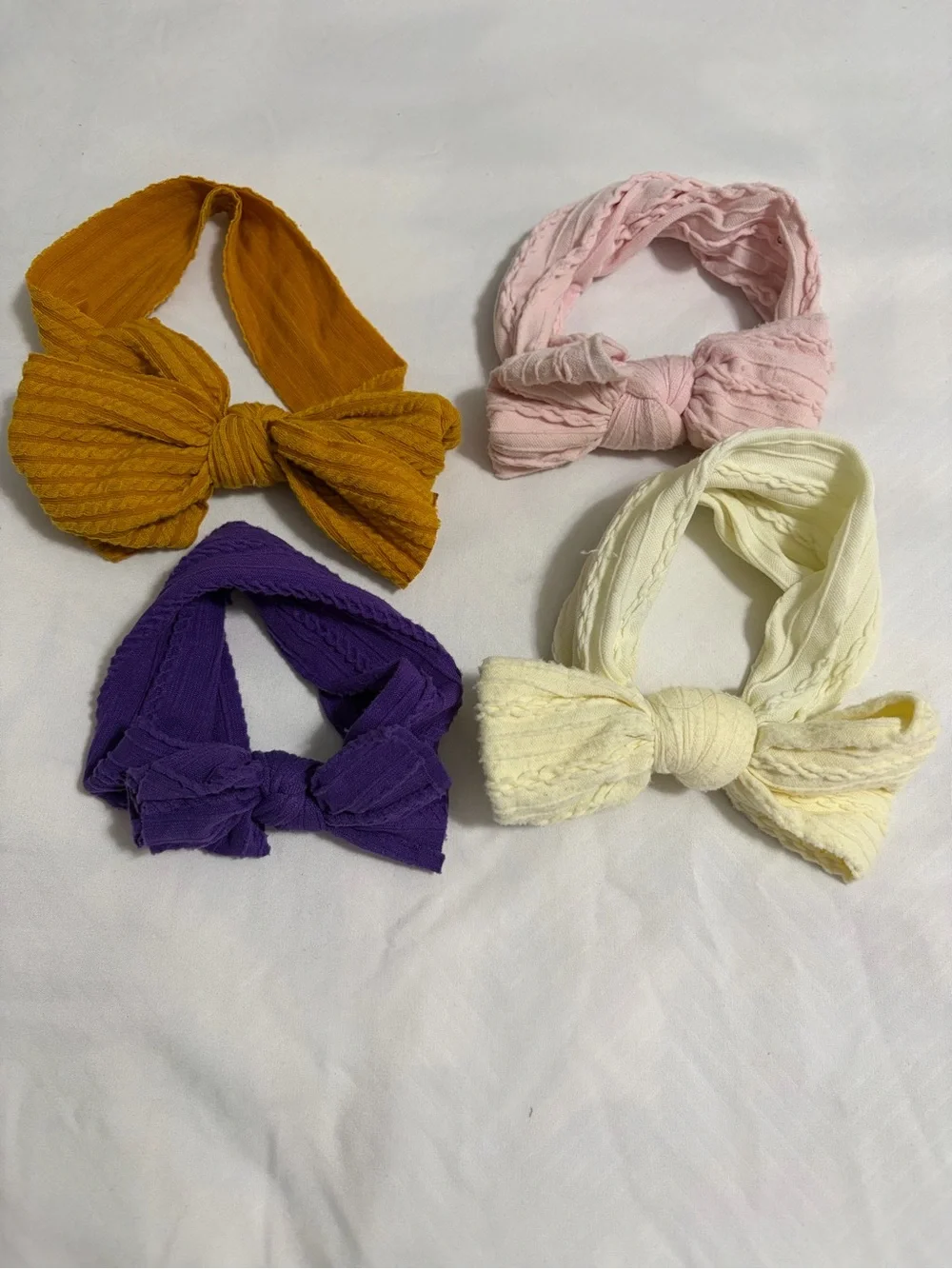 Kids Bow Headband Set - Mustard, Pink, Purple, Yellow